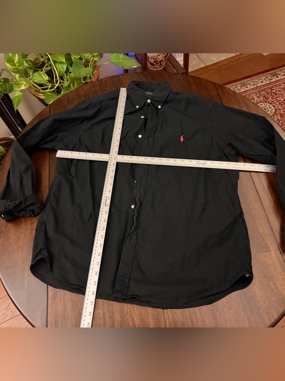 Ralph Lauren Black Button-Front Shirt Jacket with Red Pony Logo
